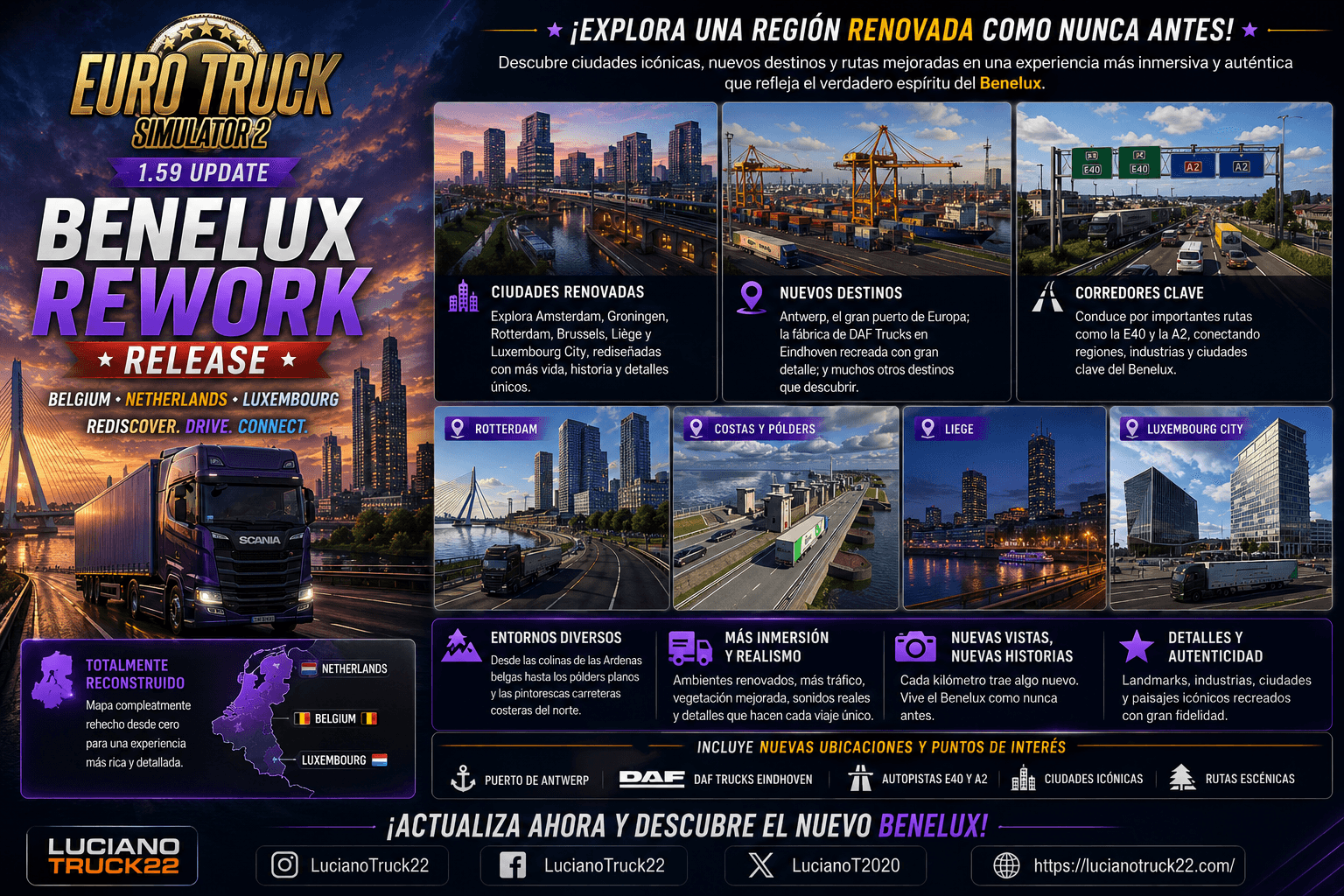 🌍 Benelux Rework Ya Disponible en Euro Truck Simulator 2 1.59