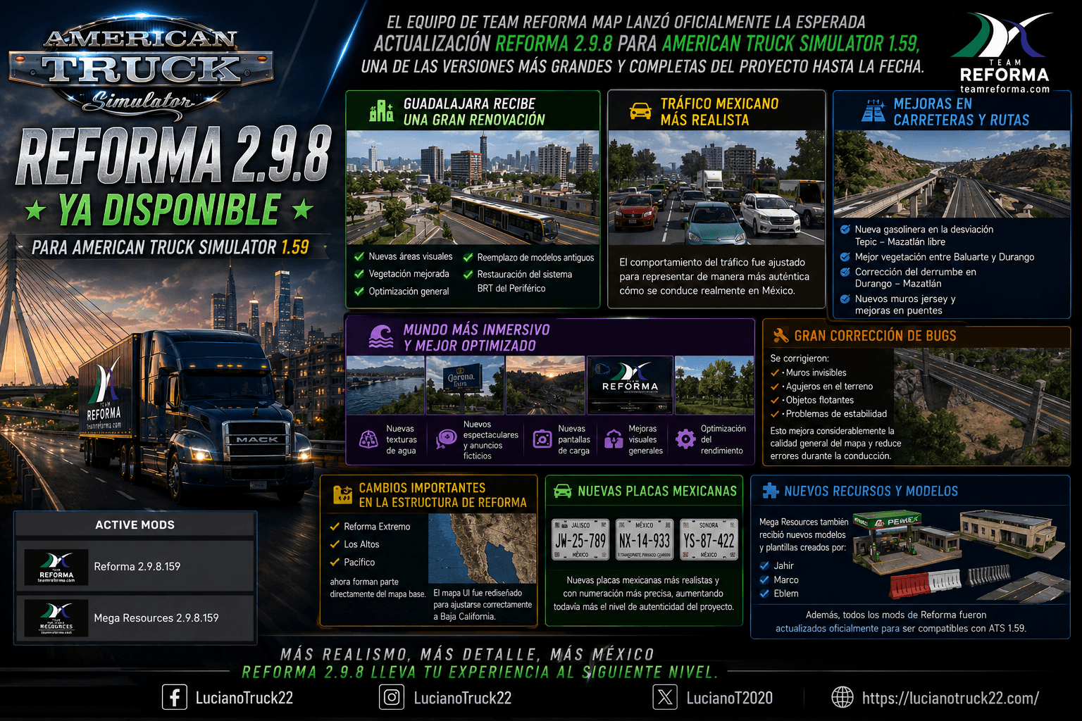 🇲🇽 REFORMA 2.9.8 Ya Disponible para American Truck Simulator 1.59